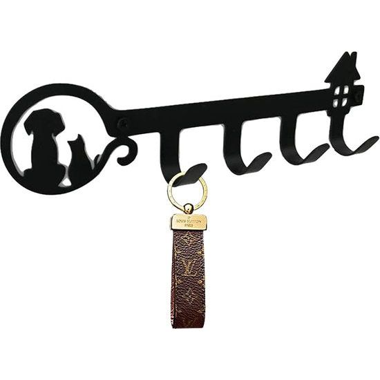 Wandsleutelhanger, dier creatieve sleutelhaken, wandsleutelhouder, organizer, sleutelrek metaal met schroeven, voor het ophangen van kleine accessoires en huissleutels (zwart)