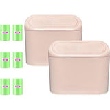 2 x vuilnisemmer auto met 120 stuks auto-afvalzakken, automatische afvalemmer, kleine auto-afvalemmer met deksel, hangende opbergdoos, auto-accessoires (roze)