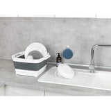 Foldable afwasbak met integrated aftapplug en handgrepen voor easy transport, space-saving opslag, 8 liter, (B x H x D) 39 x 18 x 32,5, grijs/wit.