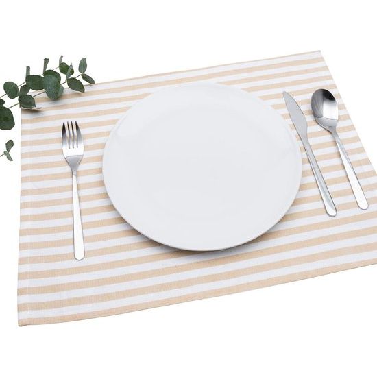 Placemat 4 stuks beige/wit gestreept (kleur en design naar keuze) 33 x 45 cm - hoogwaardig vervaardigde placemats van 100% katoen in Scandinavische landhuisstijl