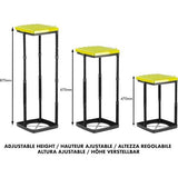 Trash bag stand, trash bag holder up to 120 liters, set of 3, yellow lid, adjustable in height, odorless, yellow bag stand with clamp ring.