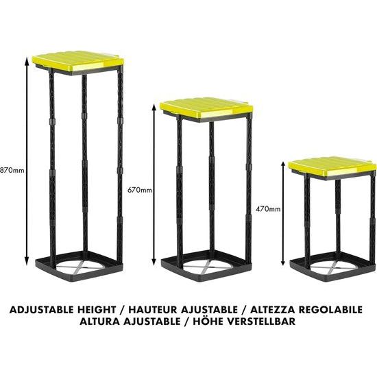 Trash bag stand, trash bag holder up to 120 liters, set of 3, yellow lid, adjustable in height, odorless, yellow bag stand with clamp ring.