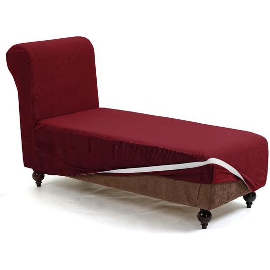 Chaiselongue stretchhoes, antislip hoes voor chaise longue bankovertrek, elastische hoes voor ligstoel, antislip, stretchhoes, comfortabele stof, meubelbescherming (wijnrood)