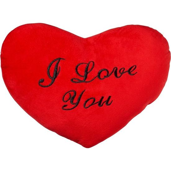 Rode Hartkussen met spreuk, knuffelkussen, 34 x 28 cm - Ik hou van jou cadeau voor Valentijnsdag, Verjaardagen en Moederdag.