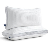 Hoofdkussen, 40 x 80 cm, verstelbare vezelvulling, kussen met ritssluiting, hotelkussen, set van 2, 950 g x 2 microvezel, wasbaar nekkussen voor mensen met allergieën, zijslapers en