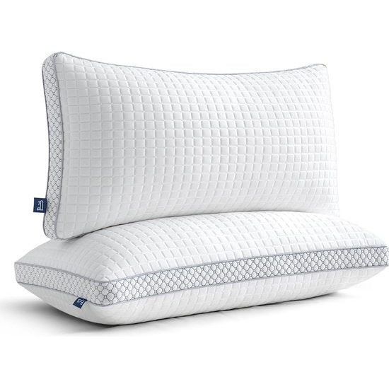 Hoofdkussen, 40 x 80 cm, verstelbare vezelvulling, kussen met ritssluiting, hotelkussen, set van 2, 950 g x 2 microvezel, wasbaar nekkussen voor mensen met allergieën, zijslapers en