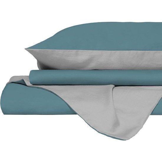 Dekbedovertrek naturel Doubleface, lichtblauw/lichtgrijs, klein tweepersoons