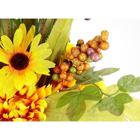 Arrangement met kunstbloemen Dahlia bessen grassen in pompoen kunstbloemen decoratieve bloemen herfstbloemen zijden bloemen arrangement tafeldecoratie 40 cm