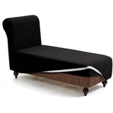 Chaiselongue stretchhoes, antislip hoes voor chaise longue bankovertrek, elastische hoes voor ligstoel, antislip, stretchhoes, comfortabele stof, meubelbescherming (zwart)