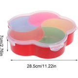 Snacks-opbergdienblad, snack opbergdoos met deksel, bloemenvorm, snack, dienblad, bloemenvorm, snoepdoos, uitneembare vakken met deksel, kunststof, 5 vakken, droogfruitbord