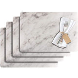 Placemats/placemats, 4 stuks, 43,5 x 30 cm, PET, wit, Saleen Edition: marmer