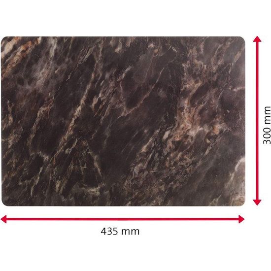 Placemats / placemats, 4 stuks, 43,5 x 30 cm, PET, zwart, Saleen Edition: marmer