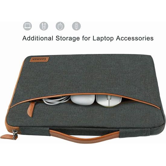 15,6 inch laptop sleeve hoes tas laptop hoes met handvat compatible met Lenovo 15,6" Ideapad 330/15,6" HP EliteBook 755 G5 / 15,6" Dell New Latitude 3590 Notebook Chromebook Ultrabook, bruin