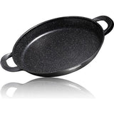 Paella Pan Bowl with Glass Lid Made of Non-Adhesive Stone Robust PFOA-Free Quality - Removable Handles (32 cm)