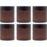 Set glazen potjes met schroefdop, 4 stuks, inhoud 60 ml, kleur: bruin, zalfpotje van bruin glas.