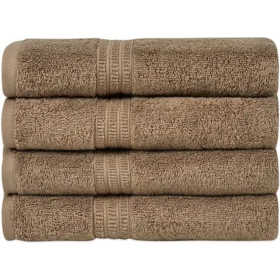 Biologische katoenen handdoekenset, 4 x handdoeken, 50 x 100 cm, zacht en absorberend, 100% Turks katoen, Oeko-Tex Made in Green en GOTS-gecertificeerd (kegelbruin)