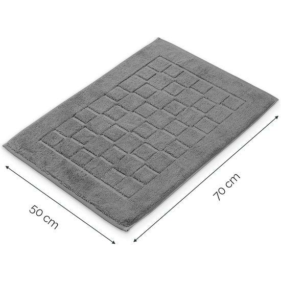 Badmatten Hotel Douchemat - 50x70 cm - Grijs - Geruit - Badtapijt Badmat Badmat Wasbaar