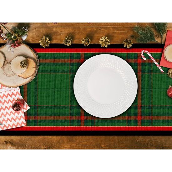 Table Runner Christmas – Green Checked Christmas Table Runner | Table Runner Christmas Green | Sander Table Runner Christmas | Christmas Table Decoration | Table Runner Christmas