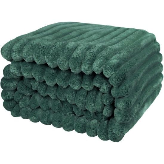 Strepen knuffeldeken (groen, 150x200cm)