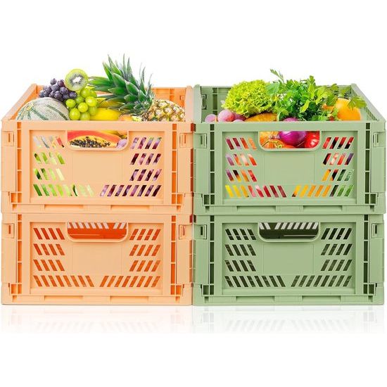 Shelf Baskets Set of 4 Plastic Storage Boxes Foldable Storage Boxes Kitchen Drawer Inserts Stackable Shelf Baskets Storage Boxes Transport Boxes Cabinet Container Cubes Home Office Bedroom Pink +