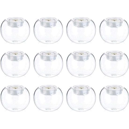 12 Pack Theelichtkaars Houder Bubble Tafelblad Glas Theelichthouder Helder Votief Kandelaar Tafel Centerpieces voor Kerstmis Halloween Bruiloft Receptie Decoraties