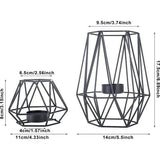 2 stuks metalen theelichtkaarsenhouders geometrische metaaldraad ijzer theelichtkaarsenhouder voor bruiloft vakantie party decoraties (zwart)