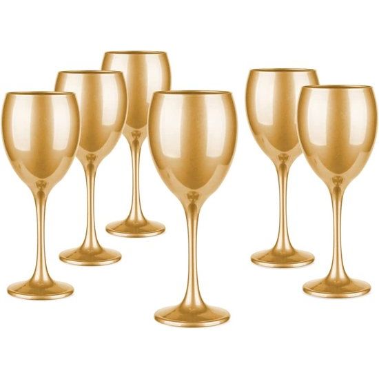 wijnglas, rode wijn, wijnglazen, set glazen voor rode wijn, witte wijn, rode wijnglazen, witte wijnglazen, wijnglazen, wijnkelk, glas, vaatwasmachinebestendig, metallic goud, 6 x 300 ml