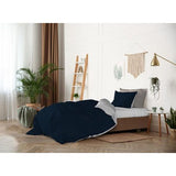 Doubleface dekbedovertrek in natuurlijke kleur, 100% katoen, donkerblauw/lichtgrijs, eenpersoons