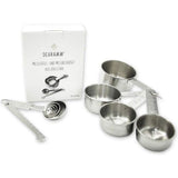 10-delige set maatlepel en maatbeker van roestvrij staal met meetliniaal gegraveerde meetwaarden stapelbaar
