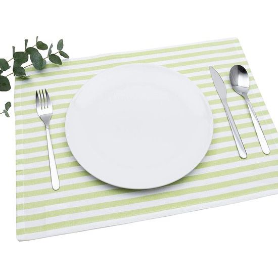 Tafelset 4-delig licht/wit gestreept (kleur en design naar keuze) 33 x 45 cm - hoogwaardig vervaardigde placemats van 100% catoen in Scandinavische landelijke stijl