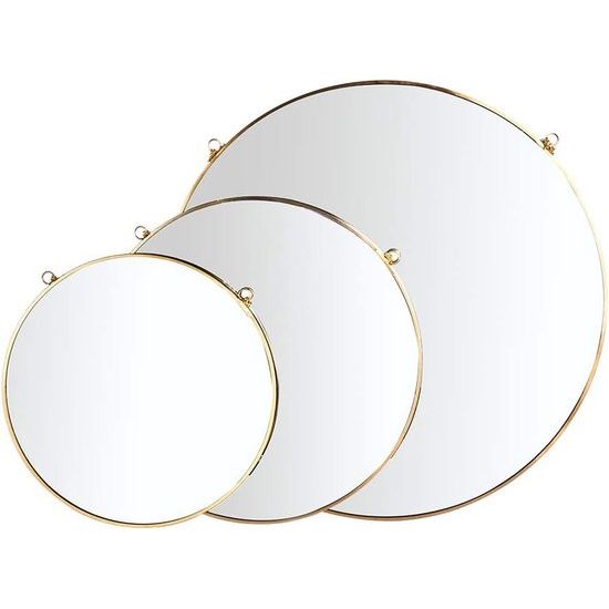 Ronde gouden geometrische vintage hangende wandspiegel met ketting voor badkamer slaapkamer woonkamer 15,7 inch Vertaling: Ronde gouden geometrische vintage hangende wandspiegel met ketting voor badkamer slaapkamer woonkamer, 15,7 inch.