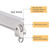5 meter gebogen gordijnrail met stille rollen, flexibele gordijnrail, buigbare plafondhouder, gordijnscheidingswand, zacht raamrailsysteem, accessoires met 38 haken (128 stuks)