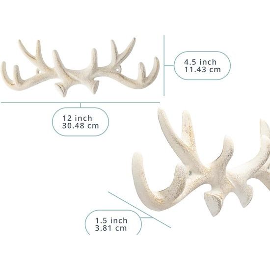 Gietijzeren geweihaak Vintage antieke metalen afwerking Beugel Beugel met haak | Geleverd met schroeven en pluggen