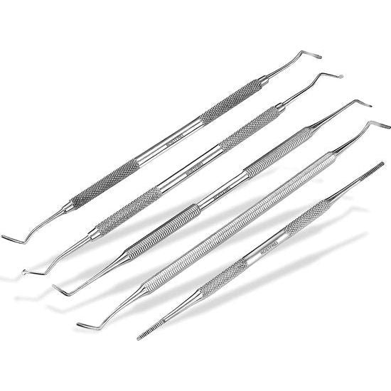 Set van 5 hoekliften hoekvijlen dubbele sonde voetverzorgingsinstrument professionele manicure-/pedicureset.