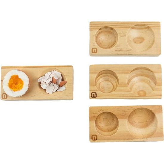 Eierdopjes set van 4 van hoogwaardig hout (grenen) | Praktisch: nooit meer eierschaalresten op borden of tafel | modern, uniek design | perfect voor elke ontbijttafel