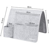 Bedorganizer, nachtkastje organizer, vilten bedplank organizer met flessenhouder voor boek, tijdschriften, iPad, mobiele telefoon, afstandsbediening - lichtgrijs