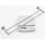 Badkamerhanddoekhouder, 40 cm, dubbele arm, geborsteld nikkel, handdoekring, roestvrij staal, voor wandbevestiging