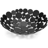 Ronde zwarte fruitschaal van ijzer, moderne fruitmand, broodmand, decoratieve schaal, opslag voor brood, groenten, in keuken, woonkamer, eettafel, diameter 30 cm