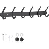 Wall Coat Hook, Coat Hook with 6 Hooks, Metal Hook Rack for Bedroom, Bathroom, Kitchen for Hanging Hat, Coat, Towel and Purse, Black