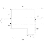 Chaise Longue bankovertrek, bescherming voor rechtsarm gewatteerde banken - bankhoes L-vorm - grootte -240 cm. Kleur beige (vooraanzicht)