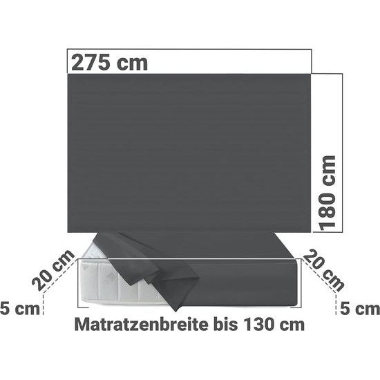 bedlaken van 100% katoen in 5 kleuren en 3 verschillende maten, zonder elastiek vertaling: hoeslaken van 100% katoen in 5 kleuren en 3 verschillende maten, zonder elastiek