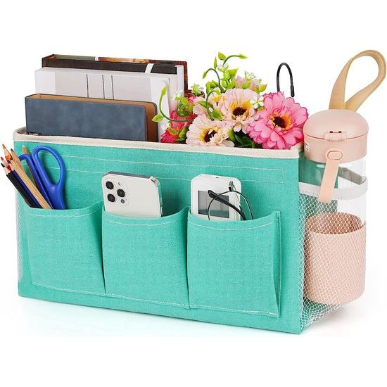 Bedorganizer, hoogslaper, bedtas, hangtas, organizer voor thuis, college, slaapzaal, stapelbed, ziekenhuisbed, kinderbed, bedhekje (groen)
