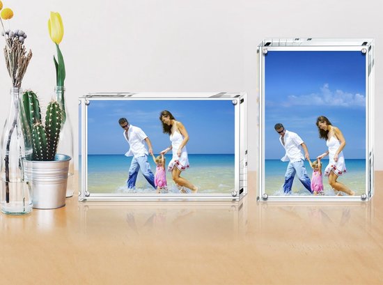 Magnetische Fotolijsten 13x18cm Acryl Fotolijsten 10+10mm Dikte Bureautafel Helder - Pakket van 3
