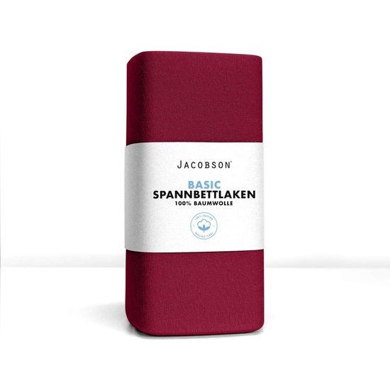 jersey hoeslaken, katoenen laken, bordeaux, 140x200 - 160x220 cm