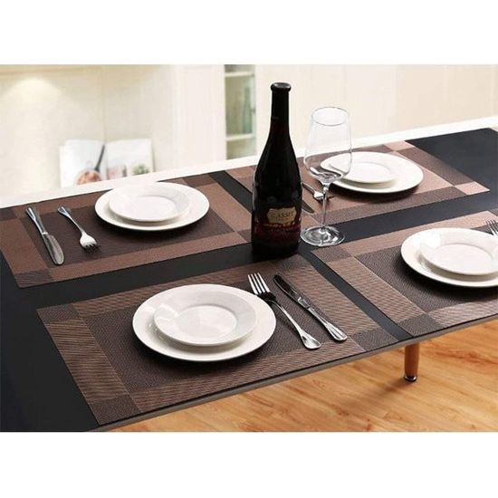 Set van 6 placemats, 30 x 45 cm, antislip, afwasbaar, gemaakt van pvc, hittebestendig, kwetsbaar en wasbaar, voor keuken en eetttafel