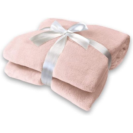 Delindo Lifestyle® Deken Roma Soft roze, microvezel fleece deken 150x200 cm, pluizig zachte woondeken in trendy kleuren