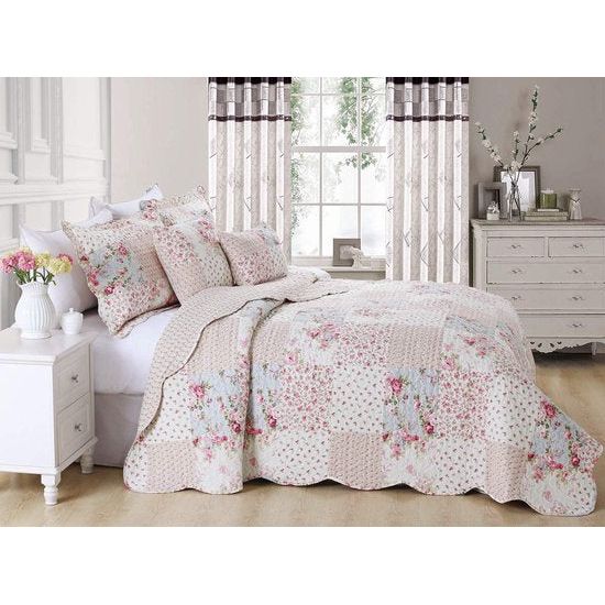 Sprei, patchworkdeken, rozen, sprei in landelijke stijl in patchwork-design