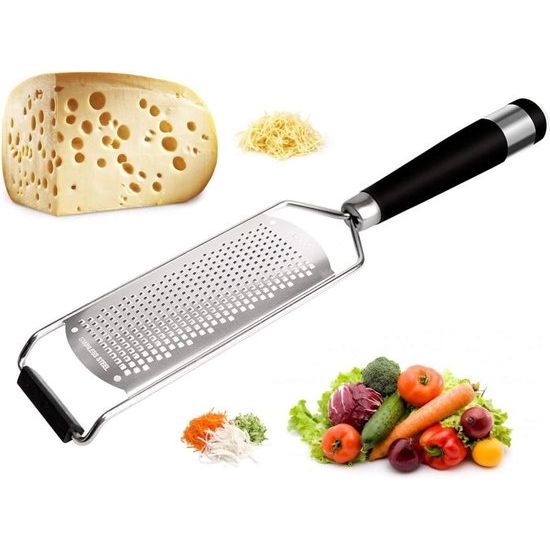 Cheese Grater, Parmesan Grater, Lemon Grater, Zester with Large and Sharp Grating Surface Made of Premium Stainless Steel, Non-Slip, Robust and Dishwasher Safe