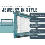 Boho-Chic Organizer voor sieraden, wandrek met afneembare armbandstang, met 16 haken, perfecte opslag voor oorringen, halskettingen en armbanden, sieradendisplay