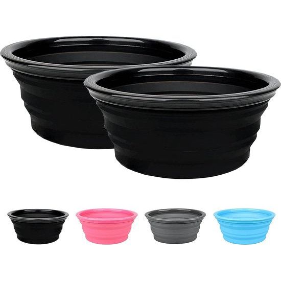 2 x siliconen kom campingservies picknick X-Bowl wandelen trekking bergbeklimmen rugzak outdoor opvouwbaar (2x zwart)